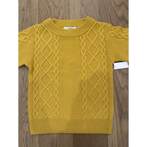 NWT Joie Mustard Yellow Cable Knit Wool Sweater Puff Sleave XS - Picture 2 of 9